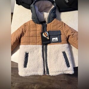 Brown and Cream Quilted Jacket with Hood